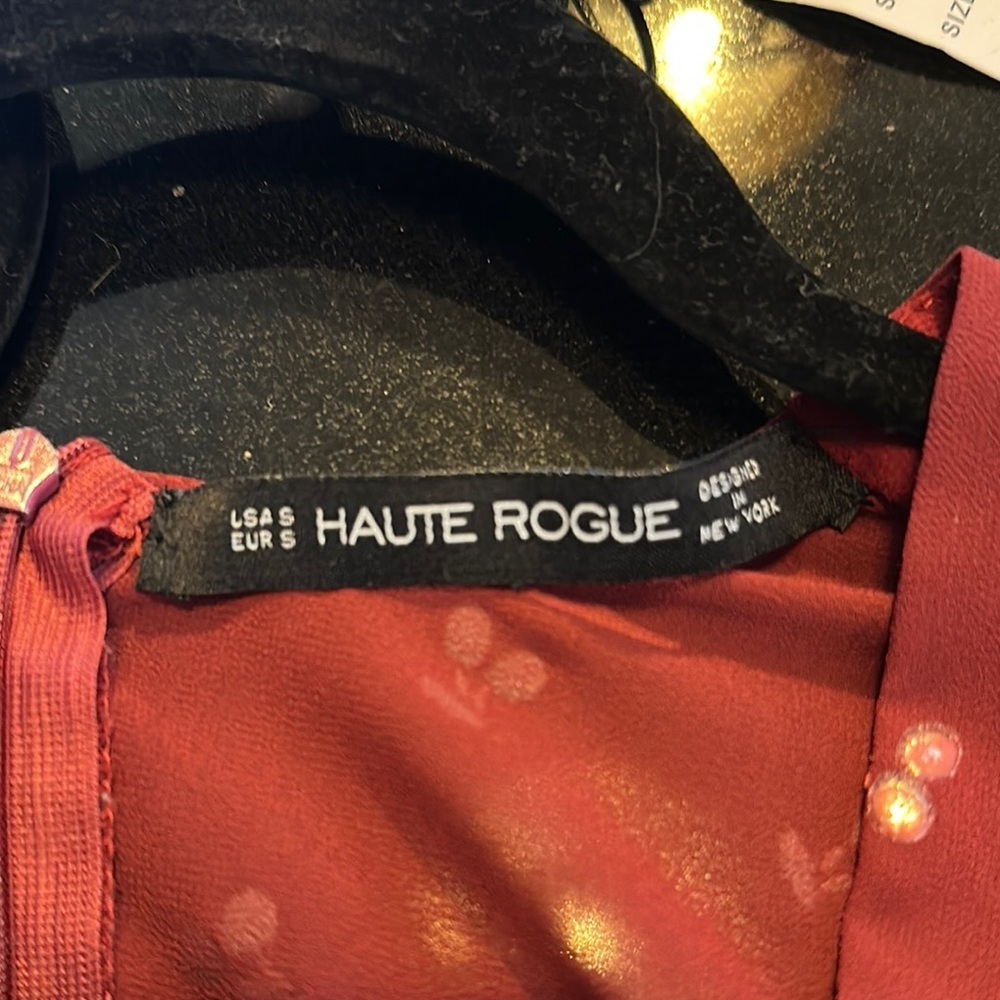 Ruby Red Ruffled Sheer Romper With Plunge Necklin… - image 2